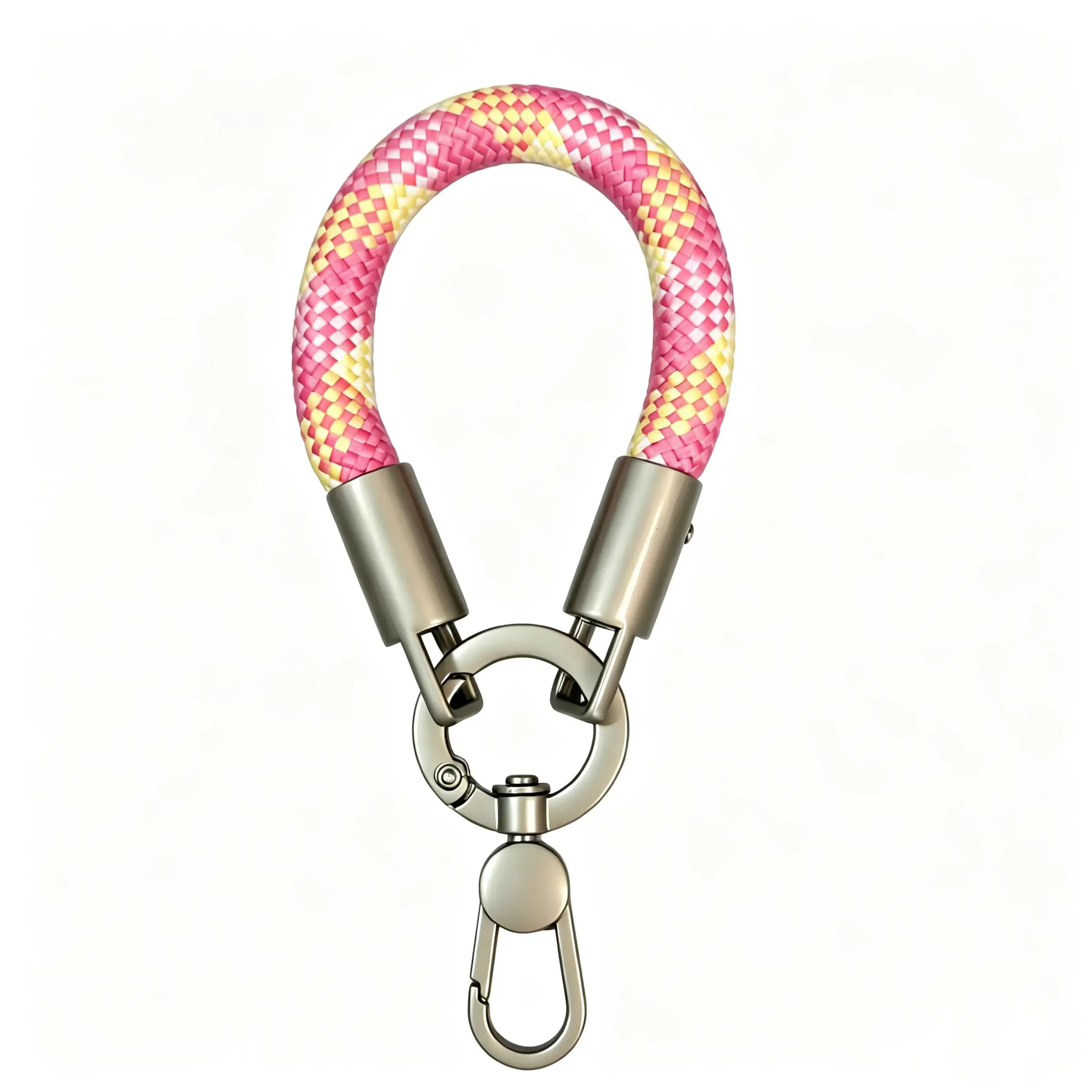 Woven Fiber Short-Length Key Holder Lanyard with Finger Loop, Multi-Color Keychain for Camping Essentials