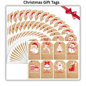 Christmas Special Christmas Gift Tags, Natural Brown Kraft Gift Stickers for Presents, Self Adhesive to and from Name Labels, 120Pcs Xmas Peel and Stick Gift Wrap Tags for Festival Holiday Birthday, 2" x 3", Red