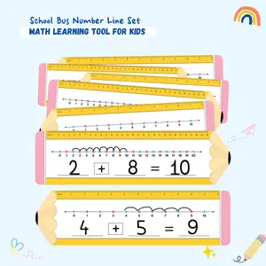 26 Pack Pencil Shape Number Line Dry Erase Boards Cards, 14"x4", Double-Sided, 0-10 on One Side & 0-20 on Other Side, Math Manipulatives for Student, Education Classroom Must Haves