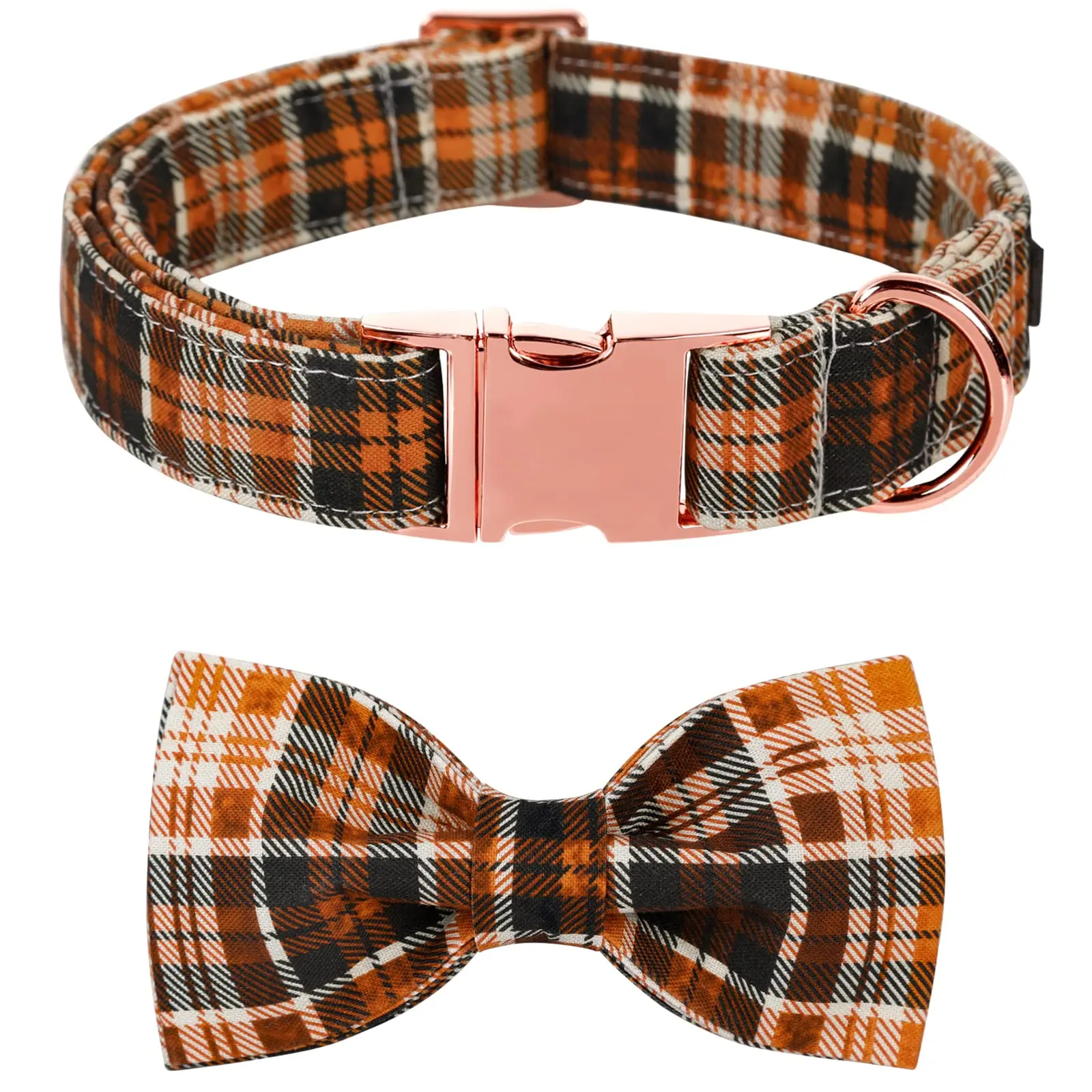 Lionet Paws Halloween Dog Collar – Adjustable Cotton Fall Bowtie Collar with Metal Buckle, Cute Gift for Small Medium Large Dogs, XS Fits Neck 8-12in