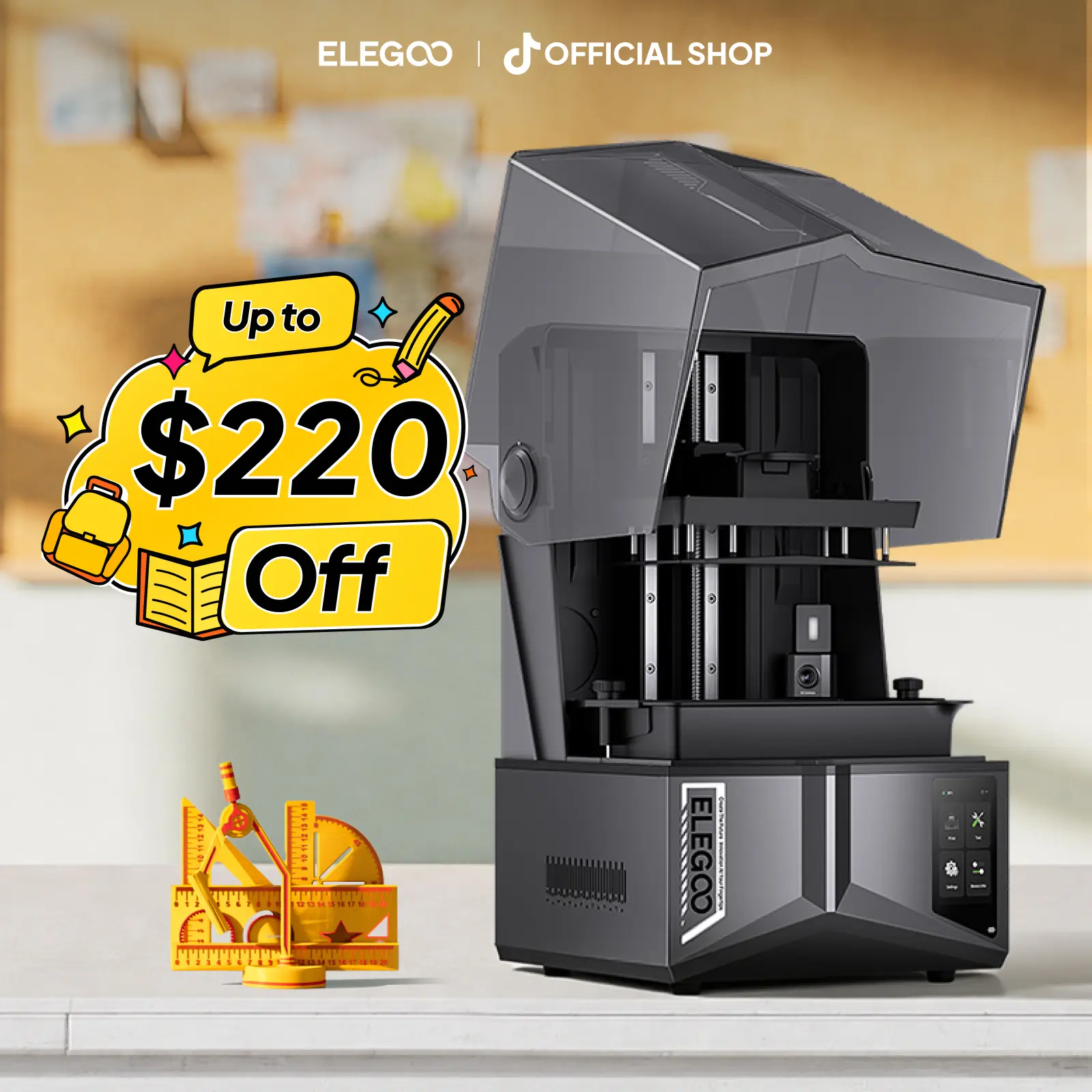 ELEGOO Saturn 4 Ultra 16K Resin 3D Printer with 10" 16K Mono LCD and Flip-up Lid, Smart Tank Heating at 30 °C, 150mm/h High Speed Printing, Large Printing Size of 8.33 × 4.66 × 8.66 Inches,back to school,back to school haul