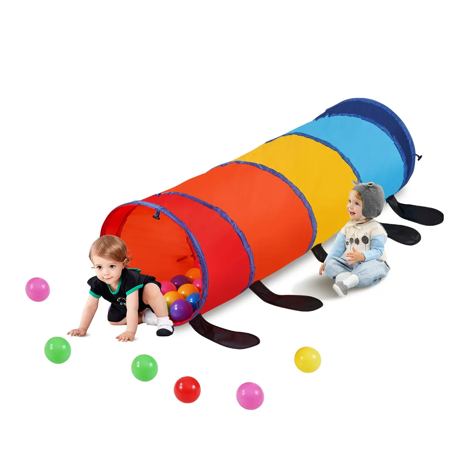 【DealsForYouDays】 VEVOR Kids Play Tunnel Tent for Toddlers, Colorful Pop Up Caterpillar Crawl Tunnel Toy for Baby or Pet, Collapsible Gift for Boy and Girl Play Tunnel Indoor and Outdoor Game, Multicolor
