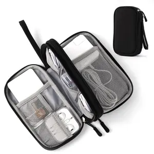 Travel Electronic Organizer Pouch Bag, 3 Compartments Portable Electronic Phone Accessories Storage Multifunctional Case for Cable, Cord