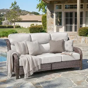 Belord Oversized 3-Seater Wicker Sofa, High Back & 6" Cushions, NT Series