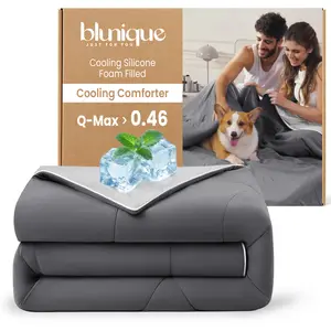 【Memorial Day Deals】Blunique CoolCloud Reversible Cooling Comforter, Double-Sided Cool Fabric, Lightweight & Breathable Summer Bedding for Hot Sleepers, Soft Home Decor