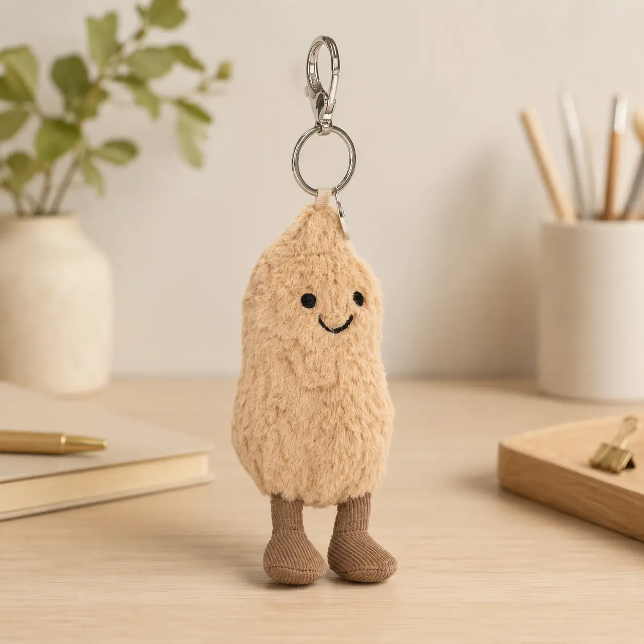 Jellycat Amuseables Peanut Bag Charm, Soft Plush Keychain, Cute Backpack Purse Accessory,  Gift for Women and Teens