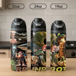 AuraCup 1pc 19/24/32oz Italian Brainrot Cartoon Tumbler with Lid and Straw, Stainless Steel Double Wall Insulated Travel Mug, Keep Hot 12H / Cold 24H, Creative Character Design Cup, Perfect for Office, Outdoor, Thanksgiving Gif, Tumbler Gift