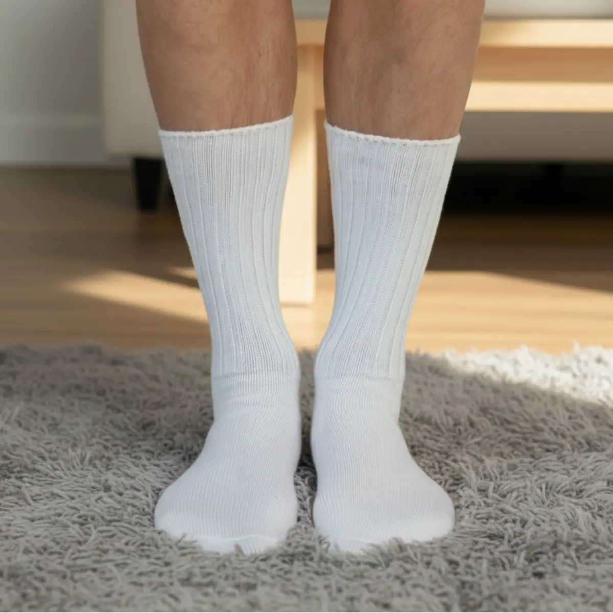 RETRO Cotton Crew Socks (Sizes 10-12) — White