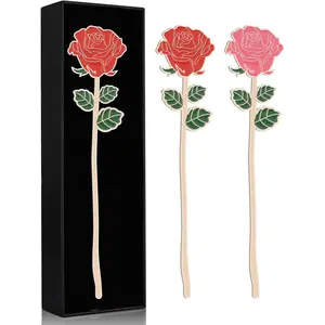 Metal Red Rose  Rose Bookmark , Bookmarks for Women Mother's Day, Girlfriend and Friend Graduation, Teacher's Day, Thanksgiving, Cute Bookmarks for Book Lovers