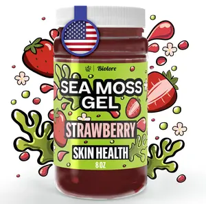 Biolore Sea Moss Strawberry Flavor 8oz Sea Moss Gel - Rich in Minerals, Proteins & Vitamins - Vegan Health Supplement Made in USA Natural