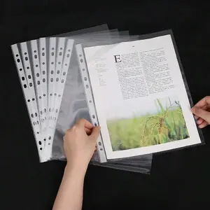 A4 Plastic Punch Pocket Transparent Paper Protector, File Folder, Archival Wallet, Office Supplies, Magazine, Scrapbook Organizer