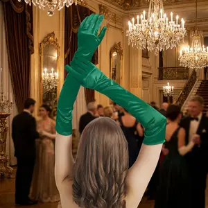 Women's Long Satin Opera Gloves Elbow Length - Elegant 1920s Gatsby Style Costume Accessory for Halloween Cosplay Evening Party Dress Up Vintage Flapper Fashion Evening Wear Formal Event