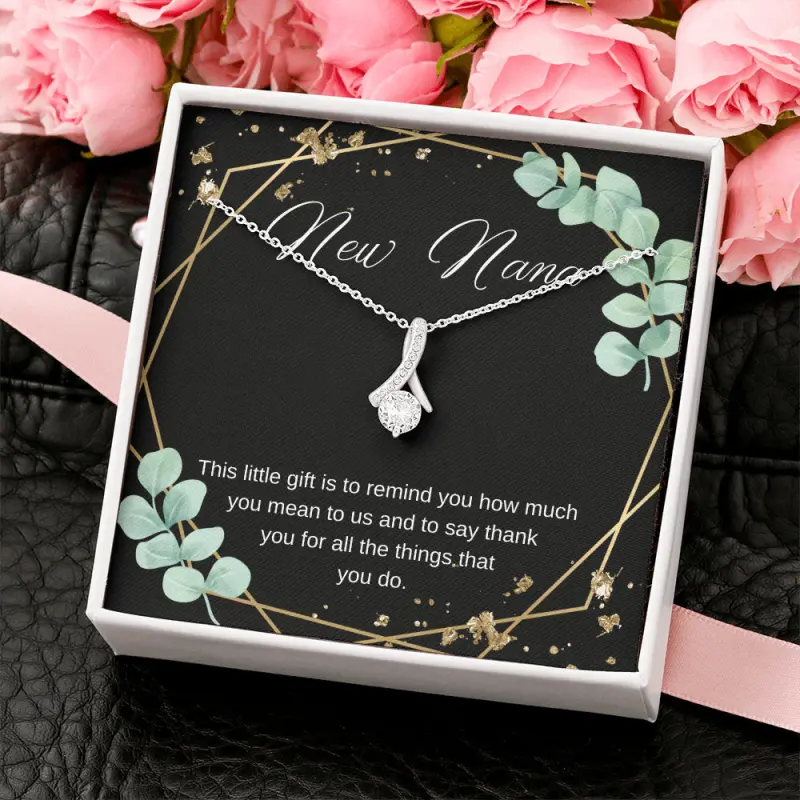 Personalized Ribbon Pendant Necklace with Cubic Zirconia, New Nana Gifts, Gifts to a New Nana, New Grandparent Gifts, Thank You Gift, Nan, Nana, Nanna