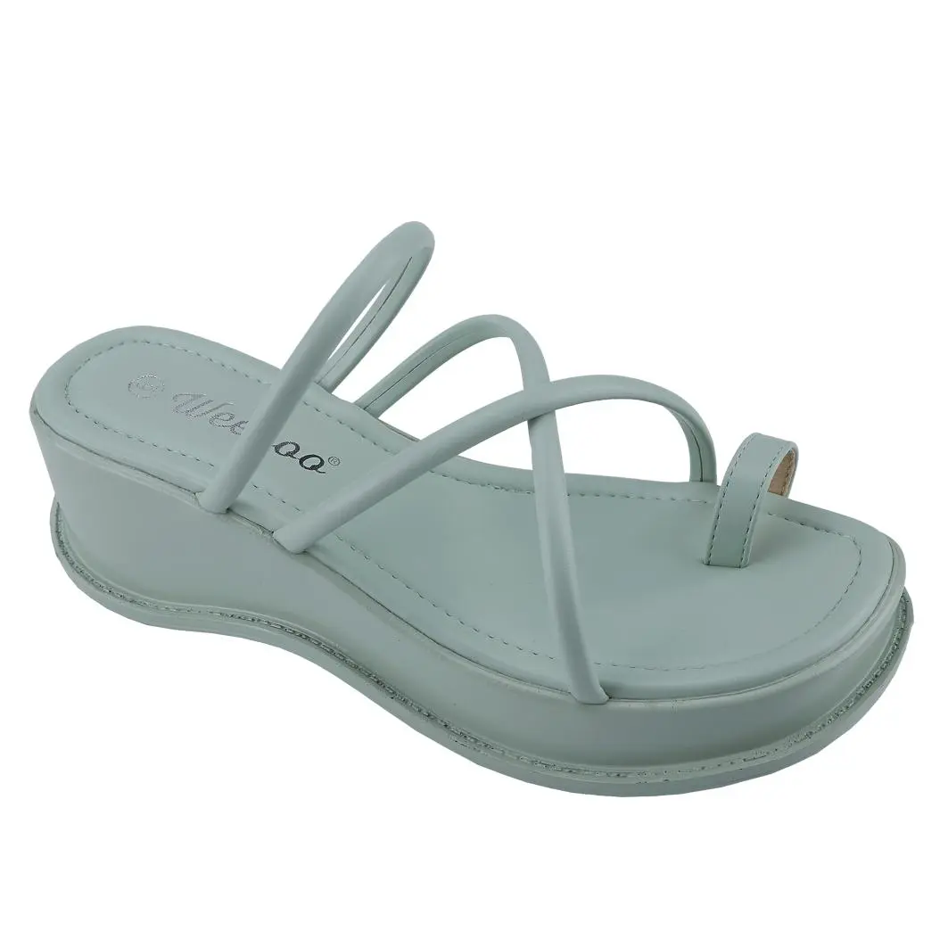Belovely Women's Platform Sandals with Square Toe Block Heel Slip-On Style Summer Footwear Plain Design Comfortable Versatile Wedge Shoes