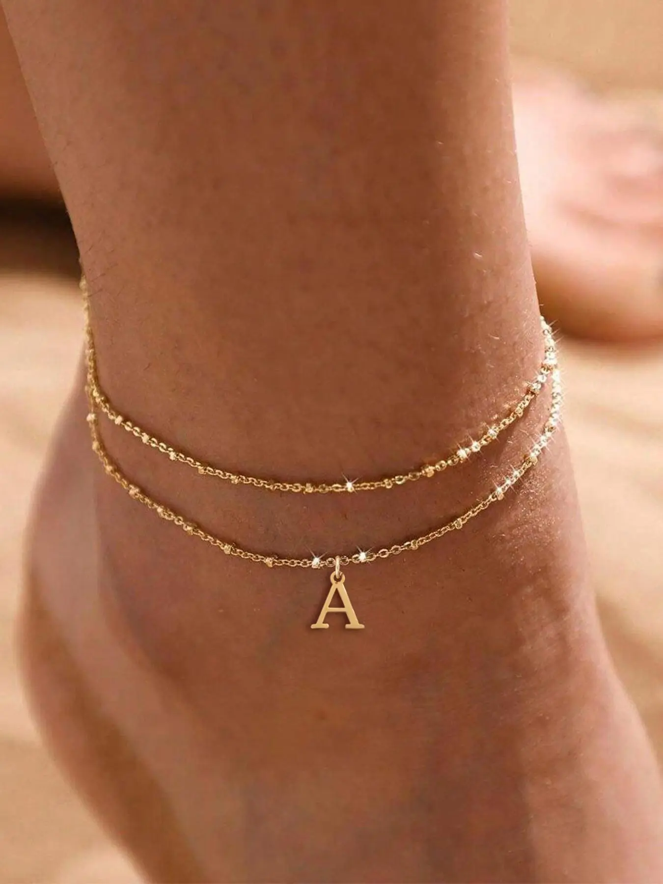 Letter A Design Anklet for Women, Fashion Jewelry for Party, Daily Clothing Decor, Trendy All-match & Exquisite Jewelry for Birthday Gift, Trendy Jewellery Accessories, Adjustable Anklet, Initial Anklet, Fashionable Accessories
