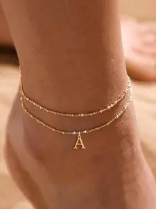 Letter A Design Anklet for Women, Fashion Jewelry for Party, Daily Clothing Decor, Trendy All-match & Exquisite Jewelry for Birthday Gift, Trendy Jewellery Accessories