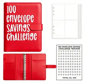 100 Envelopes Money Saving Challenge - A5 Money Saver Budget Binder Book with Cash Envelopes and Numbers, 100-Days of Easy and Funny Ways to Save $5,050 Cash Envelope Challenge Binder, Pink