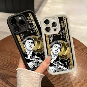 Money Scar Face Painted Pattern Phone Case for iPhone 17 16 15 14 Pro Max 13 12 11 XR XS Plus Shockproof Non Slip Military-Grade Protection Silicone Cover