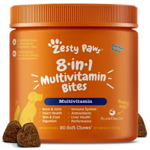 Zesty Paws 8-in-1 Chewable Multivitamin Bite for Dogs, Soft Chew Immune Support Dog Treats Supplement 8  in dog  supplements