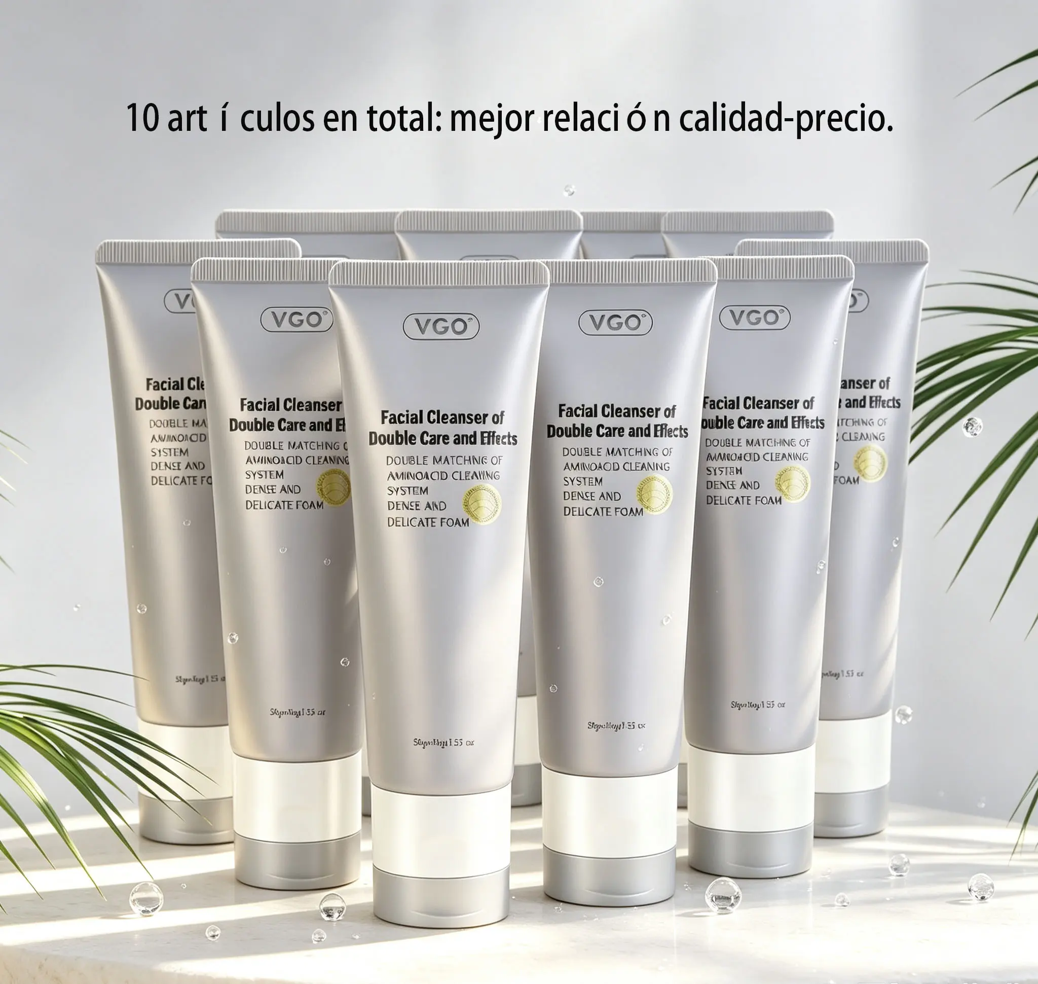 VGO 2-in-1 Gentle Facial Cleanser Set, 50g Skin Repair Hydrating Kit with Coconut Oil & Amino Acids - Exfoliating Charcoal Foam, Moisture Cream for Eczema Relief, Suitable for Adults & All Skin Types, Two-In-One Facial Cleansers facial hydrate moisture