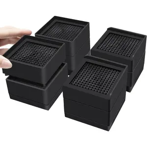 Pack of 8 Furniture Bed Risers, 2 or 4 Inch Heavy Duty Adjustable Plastic Triangular Furniture Risers with Non-Slip Mats for Bed, Desk, Sofa