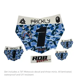 MotoCutz Style Number Plate Decal — Blue Designer Camo