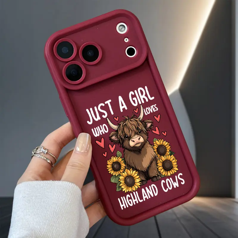 Customized Fluffy Highland Cow Silicone TPU Phone Case - Protective, Drop-Proof, Soft Matte Armor for iPhone 17,16,16e,15,14,13,12,11 Pro Max Plus,X,XS - Lens Protection, Smartphone Back Cover, Handheld