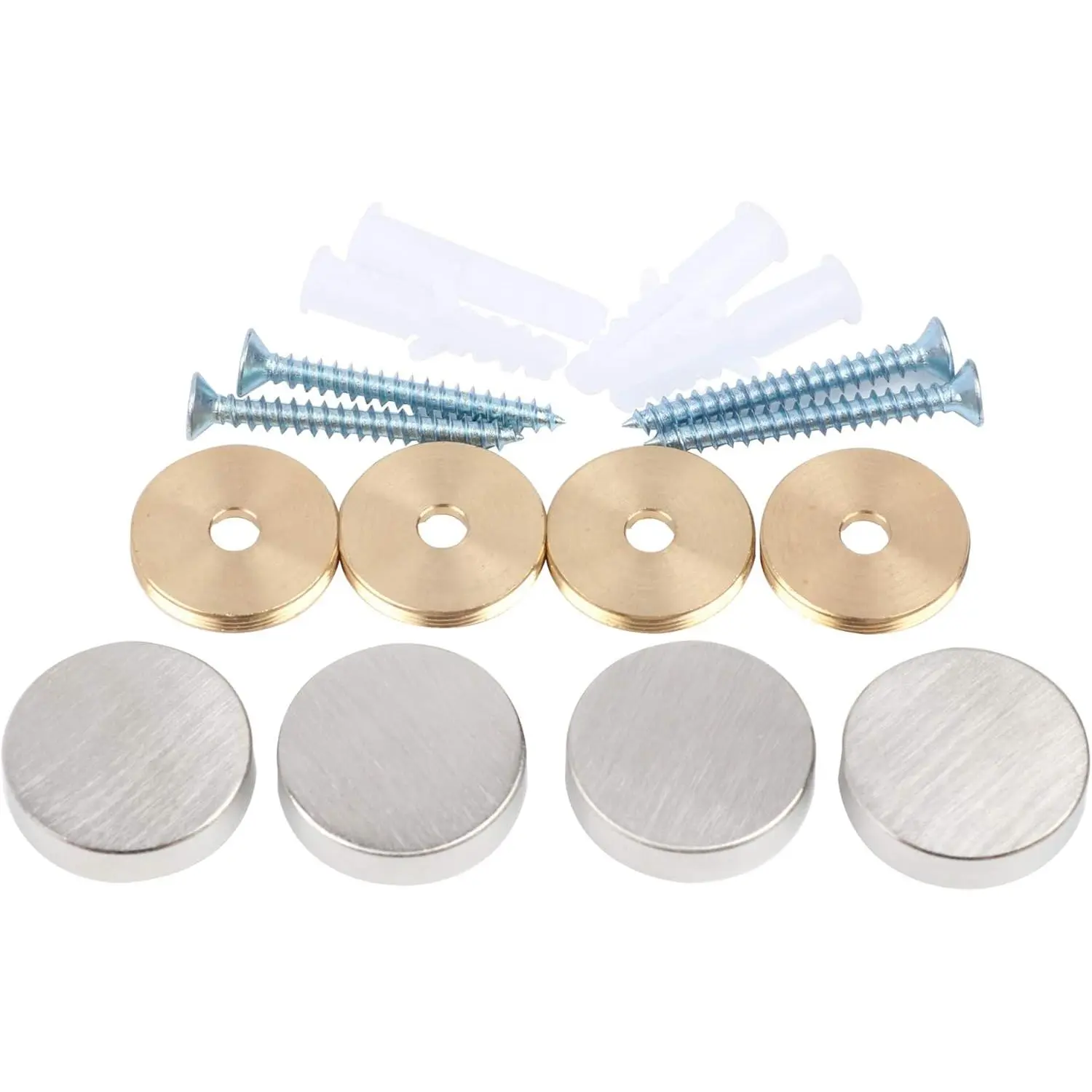Metal Decorative Cap Screws - 1 in Satin Nickel, 4 Pack
