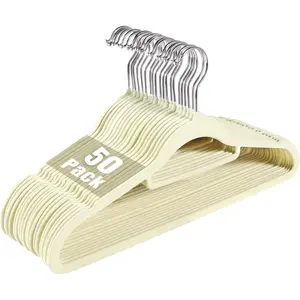 Premium Velvet Hangers Heavy Duty (50 Pack),  Non-Slip Felt Hanger