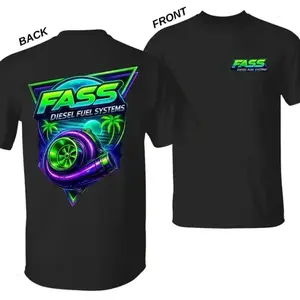 FASS Diesel Fuel Systems Turbo Neon Graphic T-Shirt, Glow Green Purple Engine Boost Design, Streetwear Car Enthusiast Tee, Racing Style Shirt for Men
