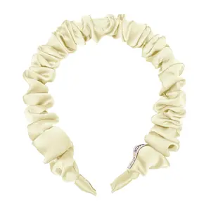 Gemma Ruched Satin Headband - Ivory