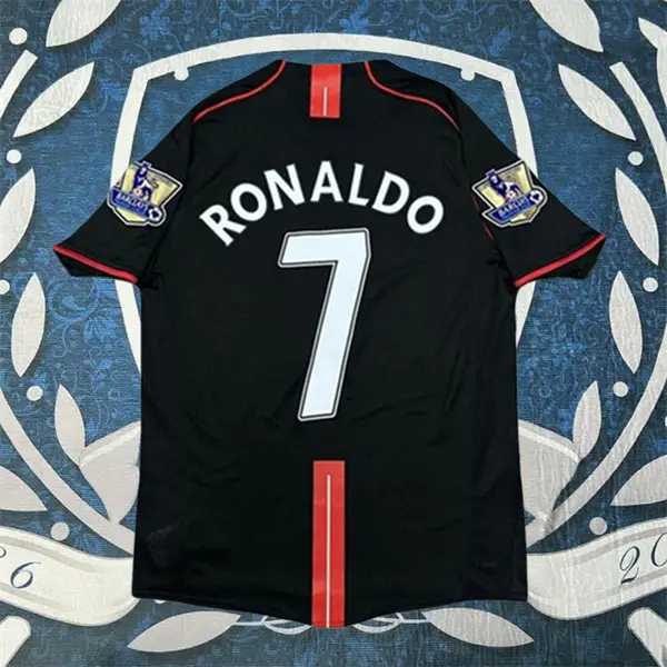 07-08Away Retro Black No.7 Ronaldo Short Sleeved Soccer Jersey