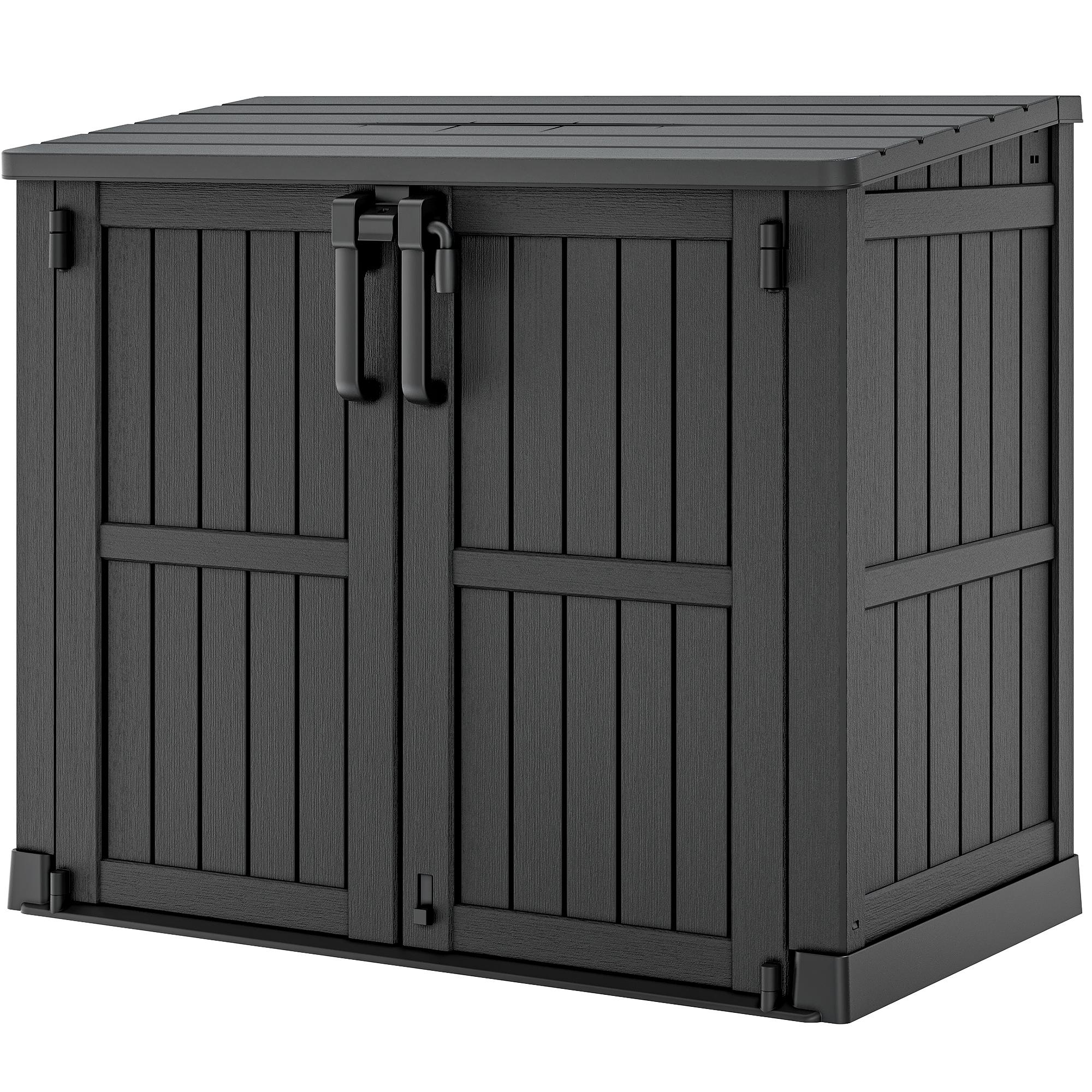 Outdoor Storage Room - 15 Bs. Per Sq. Ft. Roof Capacity, 36 Cu. Ft. Storage Capacity, Waterproof Resin Lockable Door, Step Latch, can be Used for Tool Storage, Utility Room, Storage for Pool Supplies, Small Trash Can,Summervibes