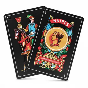 Spanish Playing Cards - Original Cartas Españolas, Waterproof Briscas Cards for Puerto Rico & Mexico, Durable Mexican Plastico, Black - 1 Pack