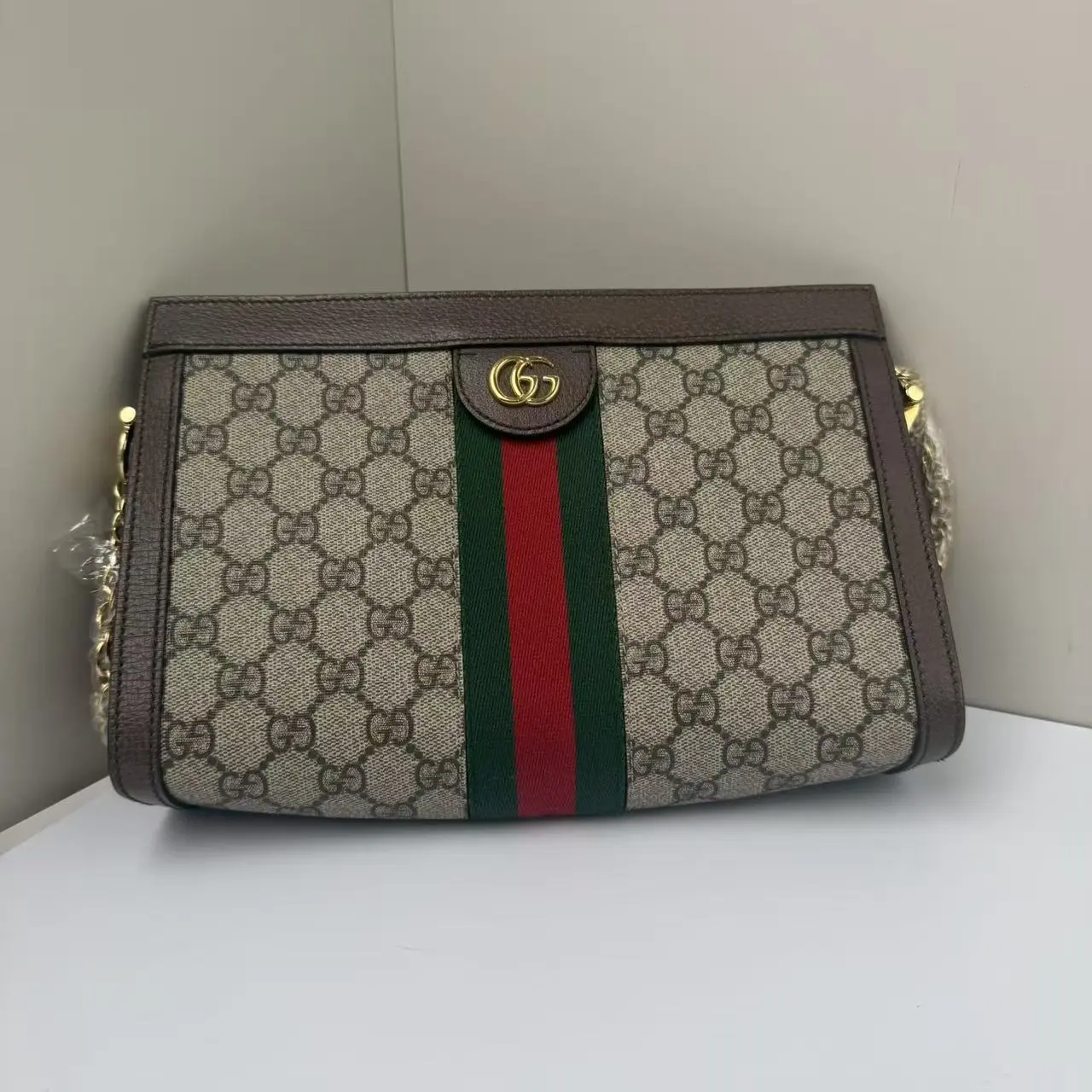 Pre-owned GUCCI GG Supreme Canvas Shoulder Bags Ophidia Medium Brown CPU0728