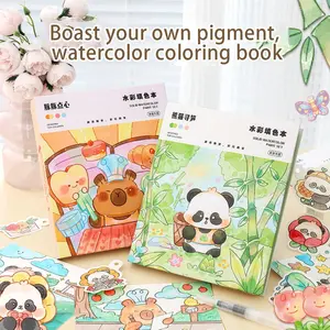 Watercolor Activity Book Set, 1 Set Including 1 Count Watercolor Pen & 12 Counts Color Block & 1 Count Color Card Paper, Art Drawing Book for Students, Arts and Crafts Supplies, Doodle Books