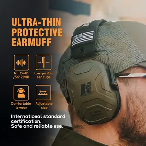 Ultra-Thin Noise-Canceling Ear Muffs, 29db Sound Reduction, 360° Adjustable, Foldable for Easy Carry, Ideal for Hunting, Construction, Gardening, Studying