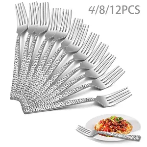 4/8/12 Piece Hammered Dinner Fork Set, Cutlery, Premium Stainless Steel Salad Forks, 7.9 Inch/20cm, Suitable for Pasta, Beef, Bread, Dishwasher Safe