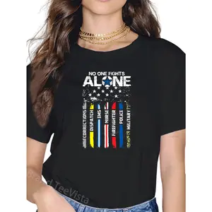 100% Cotton First Responders American Thin Line Police Fire Military EMS T-Shirt