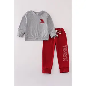 Grey Alabama embroidery pants set