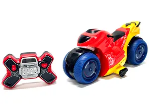Hyper Bike Stunt R/C - Red and Yellow Remote Control Motorcycle with Blue Tires and China Origin