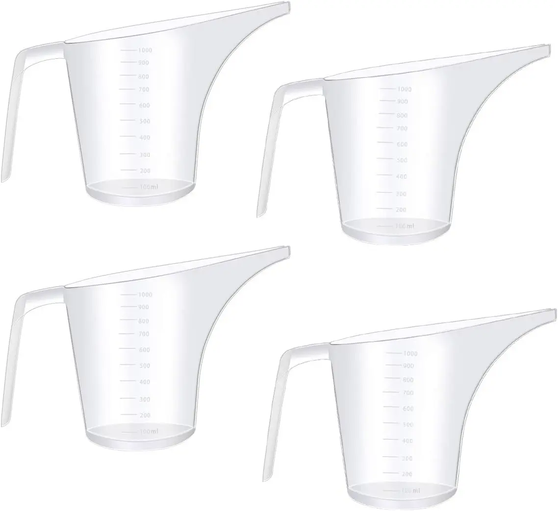4 Pcs Plastic Funnel Pitcher,Measuring Cup with Long Spout,Large Capacity Easy Pour Cup,Perfect for Bakeware Mold,Oils,Watering Plants(32 Ounces/1000ml) kitchenware - Home Improvement.