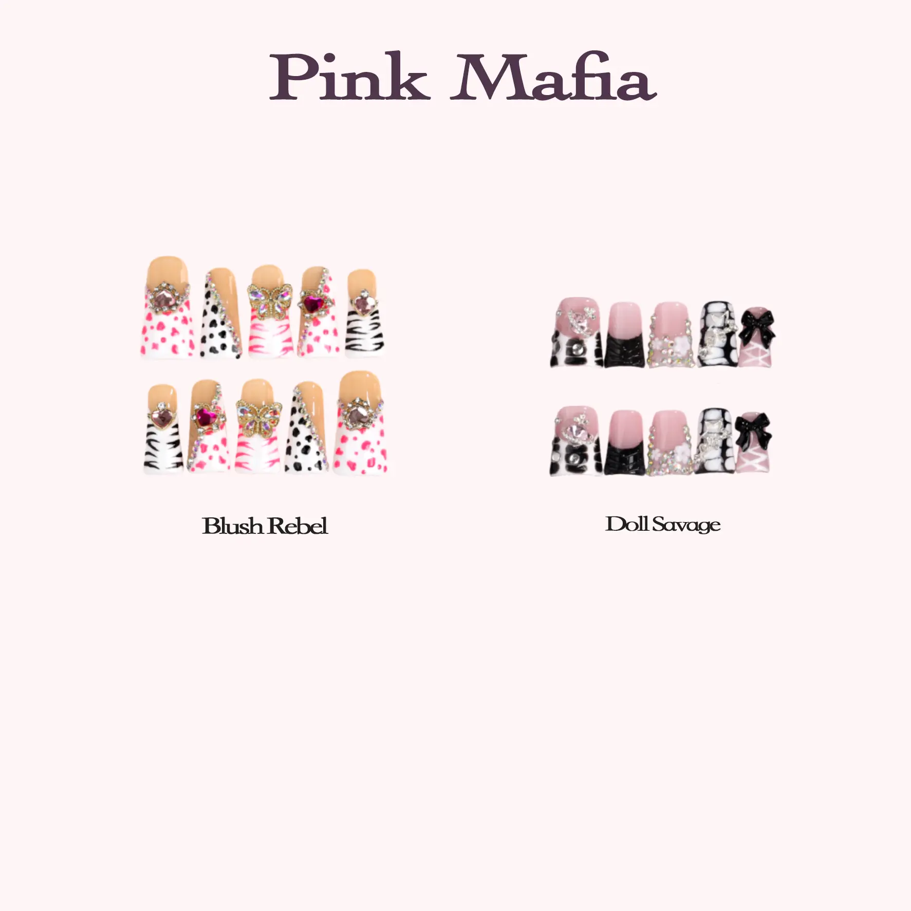 Petaledge Reusable Handmade Sweet Mix Press Nail Sets – Short Duck Shape, Pink Bow & Heart Leopard Acrylic Design Fake Nails (10PCS Reusable Set, 0.75")
