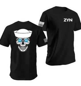 Zyn Navy Sailor Tshirt, Zyn Flavors Military Skull, Menswear Casual Cotton Fabric Comfy Print Men's Shortsleeve T-Shirt Classic