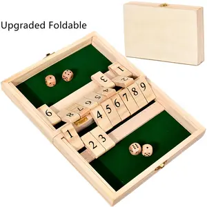 Portable Shut the Box Game, Wooden Family Board Game, Dice Game for Parties and Bars, Educational Math Learning Toy Gift