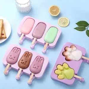 2 Packs Reusable Silicone Popsicle Molds Ice Cream Makers With Lids And Wooden Sticks DIY Homemade Ice Pops Mold Ice Cube Tray Kitchen Tools For Dessert Making