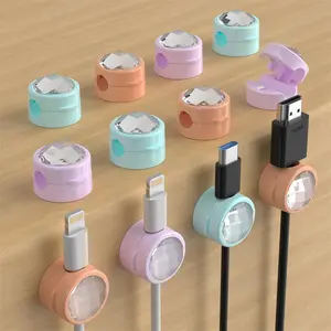 Magnetic Cable Management Holder, 6 Counts/12pcs Mini Data Cable Magnetic Storage Clip, Desktop Cable Organizer, Phone Charging Cable Organizer, Desk Tidy, Cord Organizer