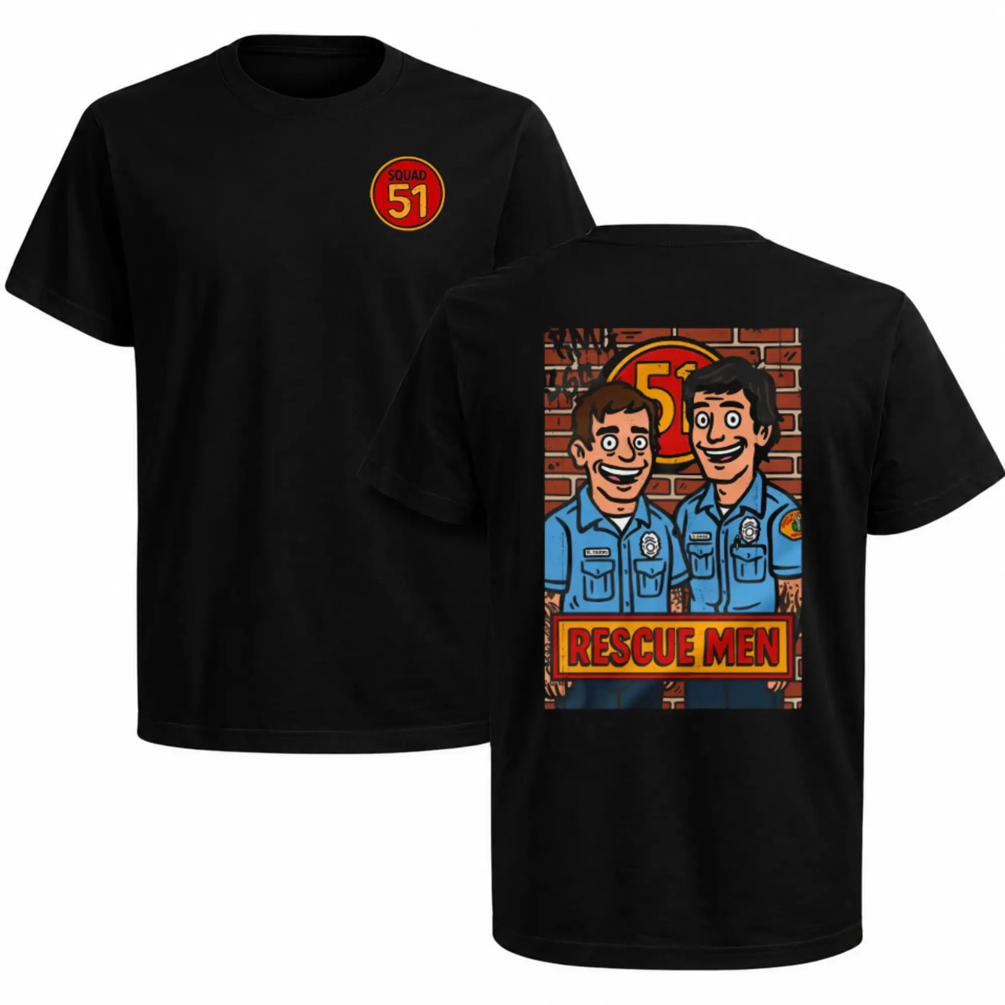 Squad 51 Rescue Men T-Shirt, Vintage Firefighter TV Tribute Shirt, Emergency Rescue Squad 51 Graphic Tee, Classic Fire Rescue Fan Gift