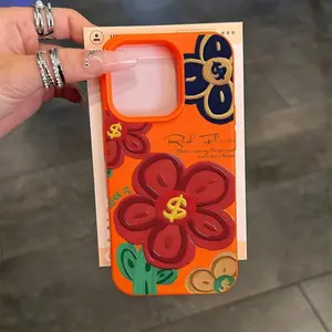 Beautiful flower printed phone case for iPhone 16 15 14 plus 13 12 11 Pro max soft shockpoof cases women cute preservation casing preserve cover