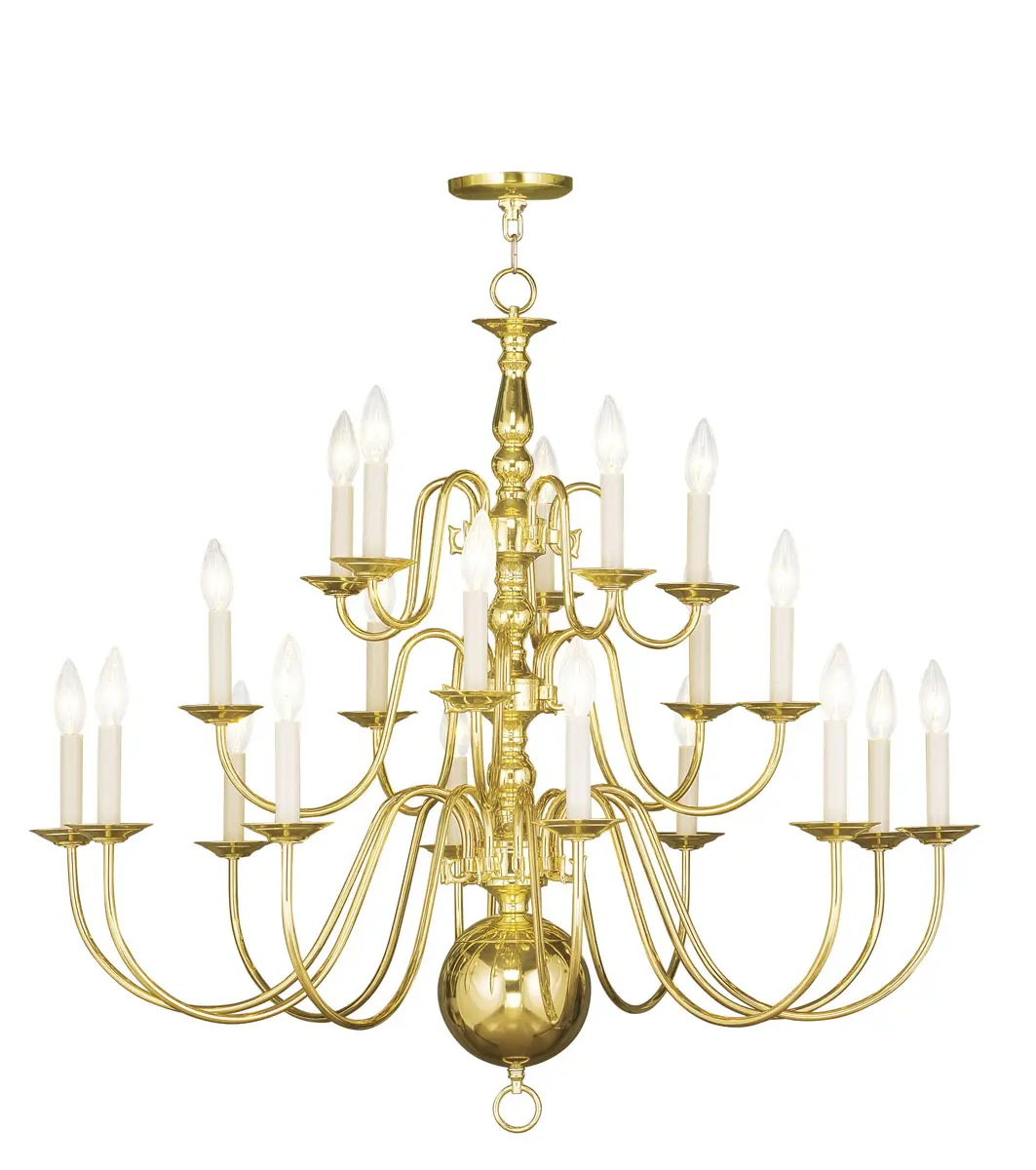 20 Light Polished Brass Chandelier with Steel base material